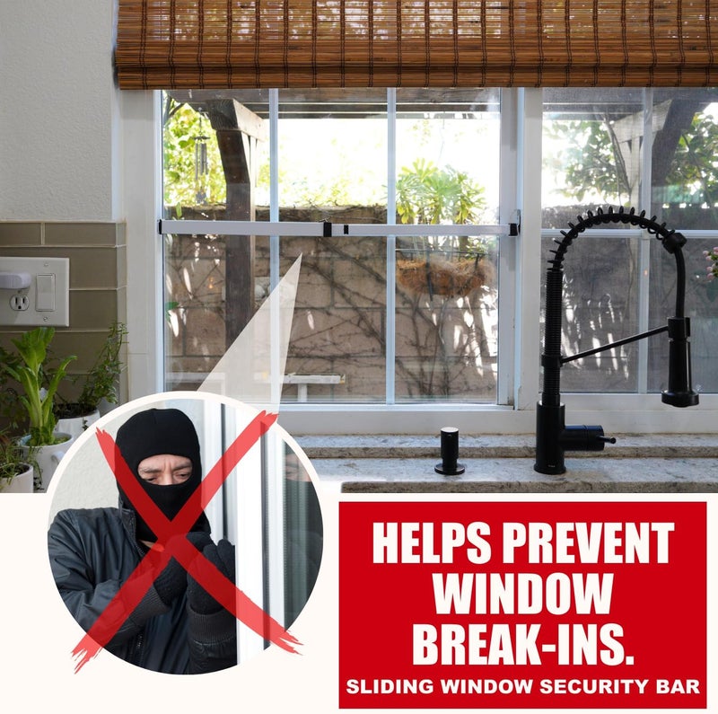 SECURITYMAN Window Security Bar - Easy Install for Horizontal/Vertical Windows - Adjustable Window Lock Bar (Child Proof/Heavy Duty Iron) - Extendable (14.25" to 37") Security Bars for Windows - White - Image 2